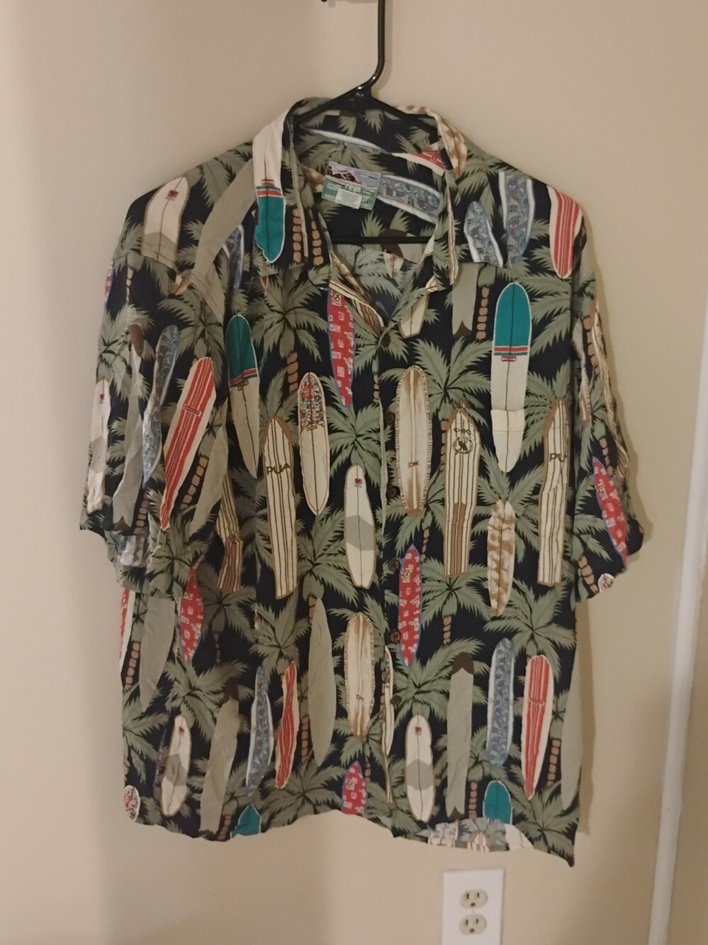Vintage 1990s 2000s Mens Reyn Spooner Surfboard Print Hawaiian Shirt Sz L